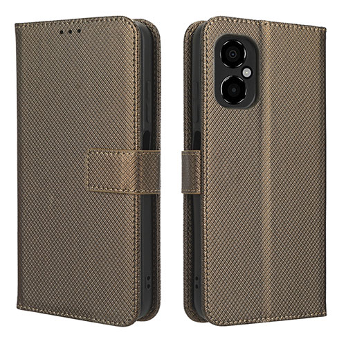 Leather Case Stands Flip Cover Holder BY1 for Xiaomi Redmi Note 11R 5G Brown