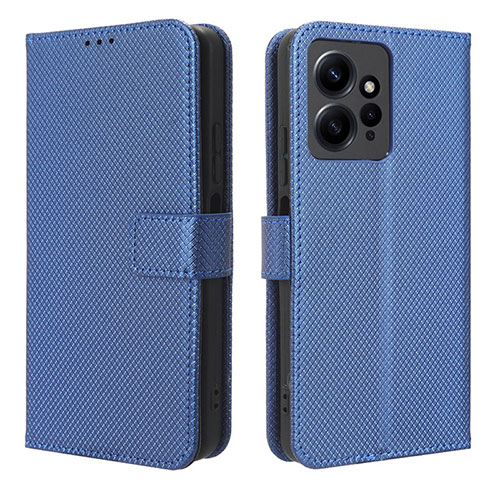 Leather Case Stands Flip Cover Holder BY1 for Xiaomi Redmi Note 12 4G Blue