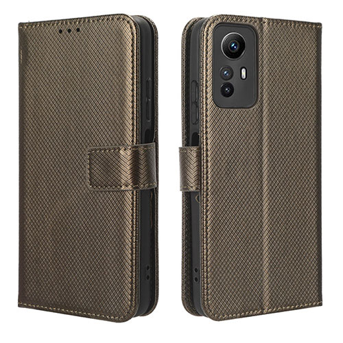 Leather Case Stands Flip Cover Holder BY1 for Xiaomi Redmi Note 12S Brown