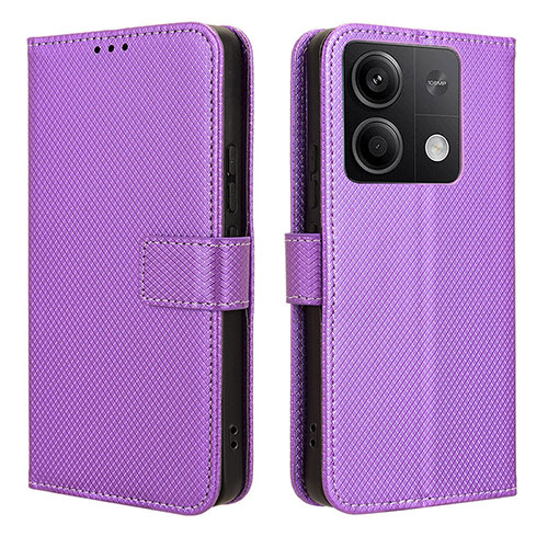 Leather Case Stands Flip Cover Holder BY1 for Xiaomi Redmi Note 13 5G Purple