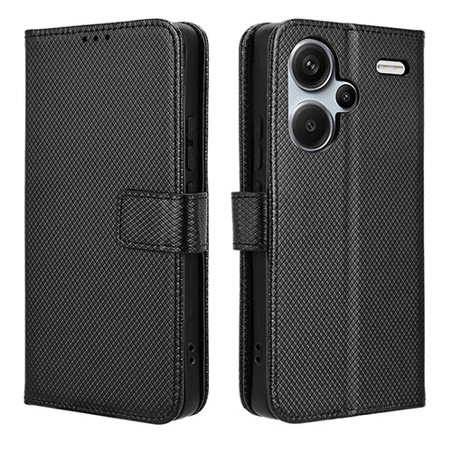 Leather Case Stands Flip Cover Holder BY1 for Xiaomi Redmi Note 13 Pro+ Plus 5G Black