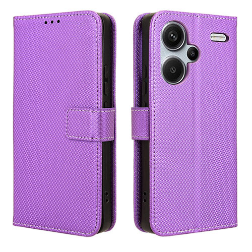 Leather Case Stands Flip Cover Holder BY1 for Xiaomi Redmi Note 13 Pro+ Plus 5G Purple