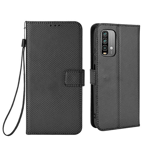 Leather Case Stands Flip Cover Holder BY1 for Xiaomi Redmi Note 9 4G Black