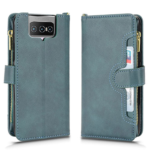 Leather Case Stands Flip Cover Holder BY2 for Asus ZenFone 8 Flip ZS672KS Green