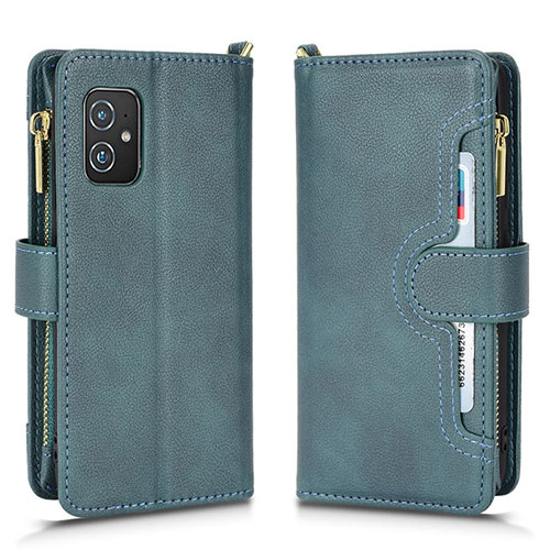 Leather Case Stands Flip Cover Holder BY2 for Asus ZenFone 8 Mini Green