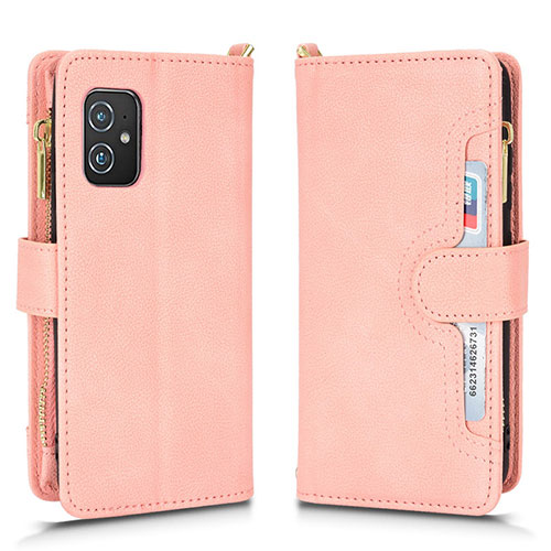 Leather Case Stands Flip Cover Holder BY2 for Asus ZenFone 8 Mini Rose Gold