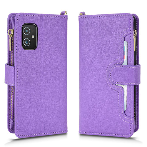 Leather Case Stands Flip Cover Holder BY2 for Asus Zenfone 8 ZS590KS Purple