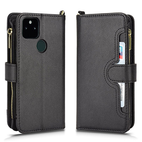 Leather Case Stands Flip Cover Holder BY2 for Google Pixel 5a 5G Black