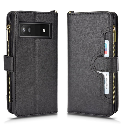 Leather Case Stands Flip Cover Holder BY2 for Google Pixel 6a 5G Black