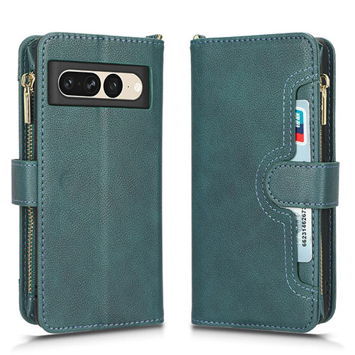 Leather Case Stands Flip Cover Holder BY2 for Google Pixel 7 Pro 5G Green