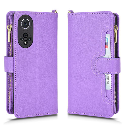 Leather Case Stands Flip Cover Holder BY2 for Huawei Nova 9 Purple