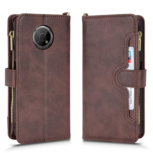 Leather Case Stands Flip Cover Holder BY2 for Nokia G300 5G Brown