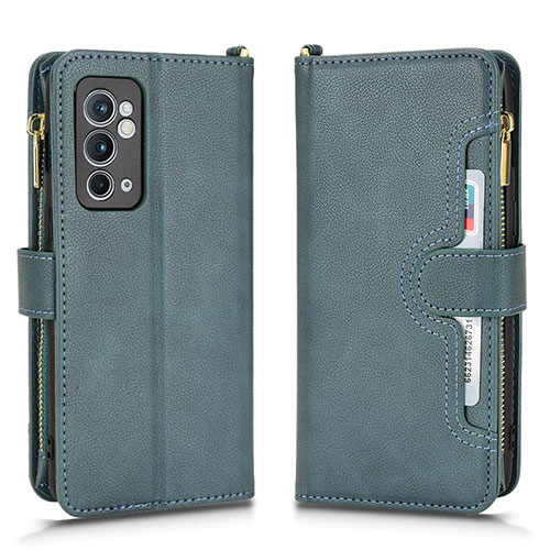 Leather Case Stands Flip Cover Holder BY2 for OnePlus 9R 5G Green