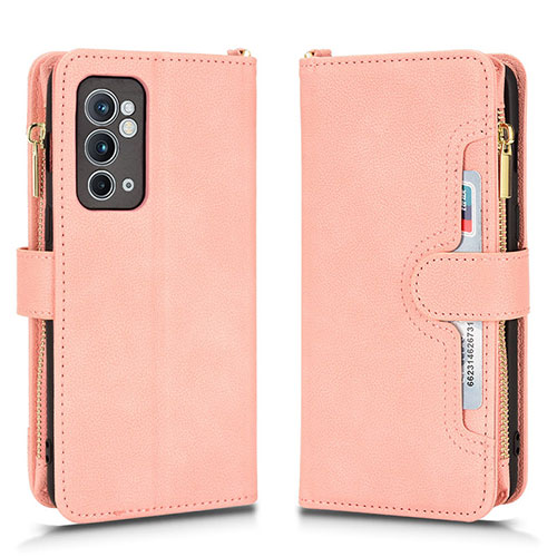 Leather Case Stands Flip Cover Holder BY2 for OnePlus 9R 5G Rose Gold