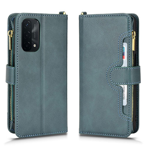 Leather Case Stands Flip Cover Holder BY2 for Oppo A54 5G Green