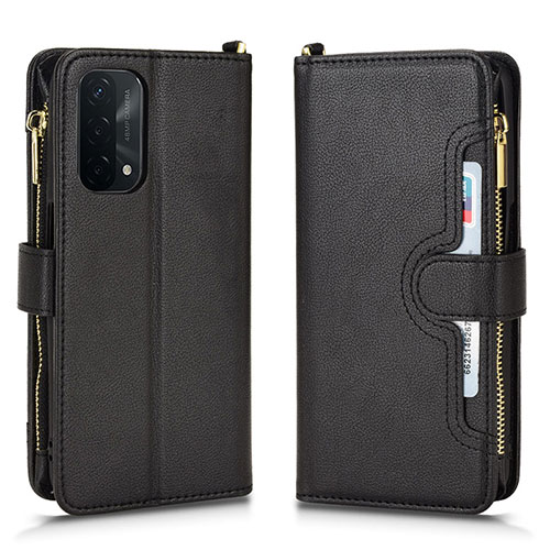 Leather Case Stands Flip Cover Holder BY2 for Oppo A93 5G Black
