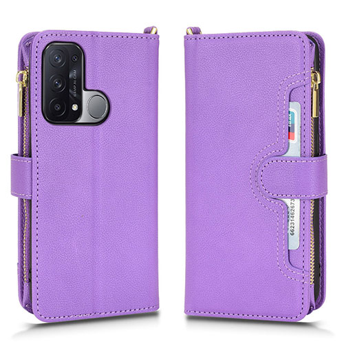 Leather Case Stands Flip Cover Holder BY2 for Oppo Reno5 A Purple