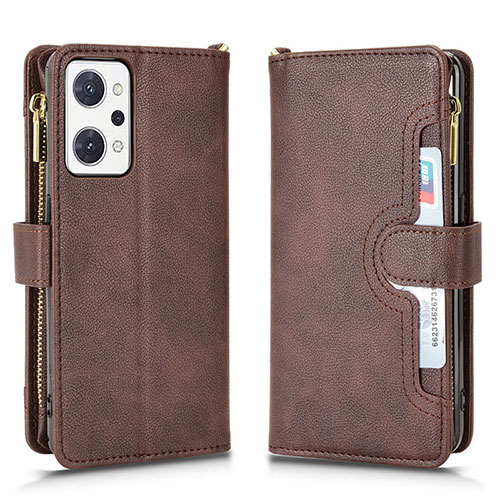 Leather Case Stands Flip Cover Holder BY2 for Oppo Reno7 A Brown