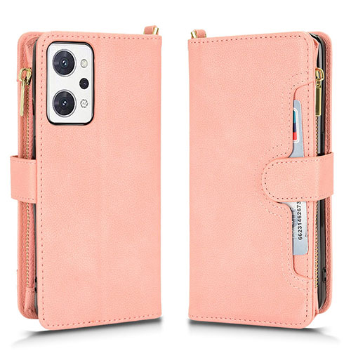 Leather Case Stands Flip Cover Holder BY2 for Oppo Reno7 A Rose Gold