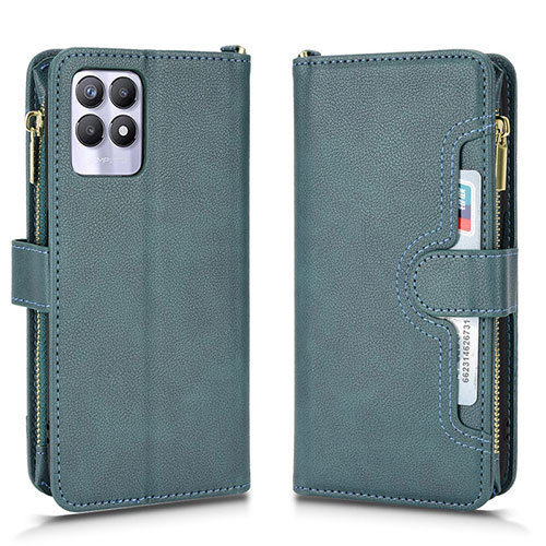 Leather Case Stands Flip Cover Holder BY2 for Realme 8i Green