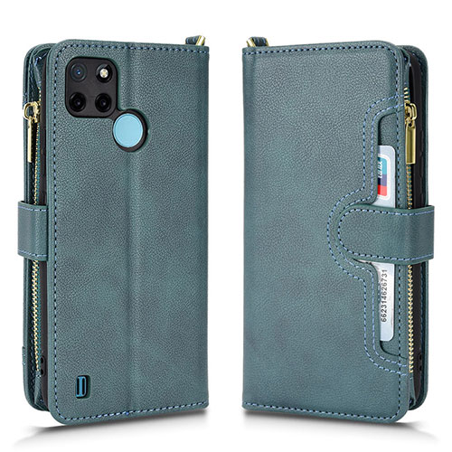 Leather Case Stands Flip Cover Holder BY2 for Realme C21Y Green