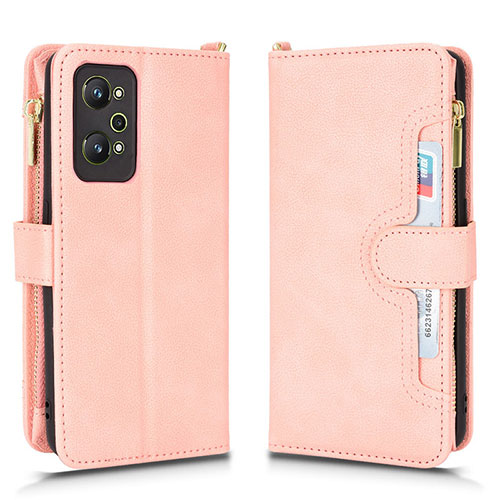 Leather Case Stands Flip Cover Holder BY2 for Realme Q5 Pro 5G Rose Gold