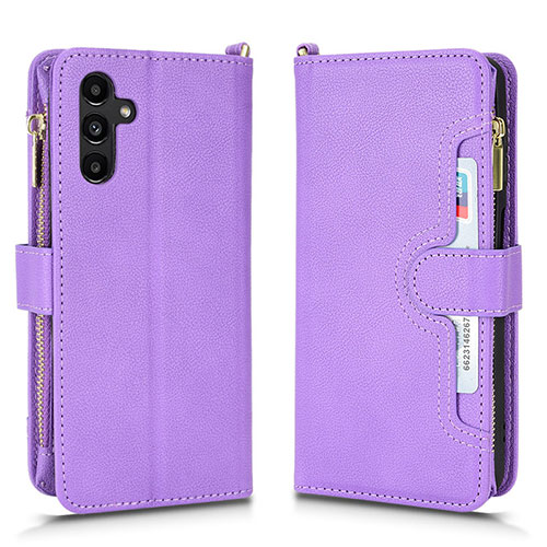 Leather Case Stands Flip Cover Holder BY2 for Samsung Galaxy A04s Purple