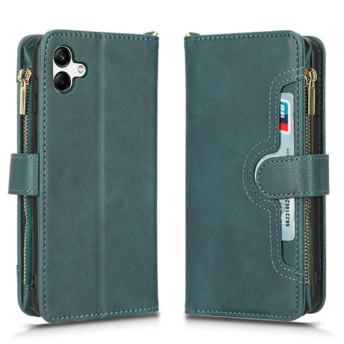 Leather Case Stands Flip Cover Holder BY2 for Samsung Galaxy A05 Green