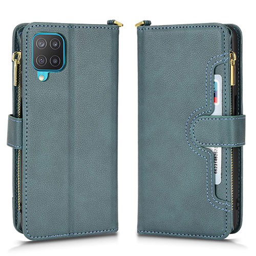 Leather Case Stands Flip Cover Holder BY2 for Samsung Galaxy A12 5G Green