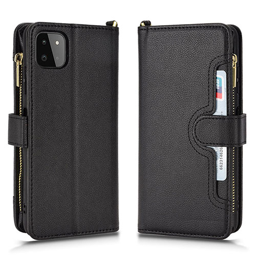 Leather Case Stands Flip Cover Holder BY2 for Samsung Galaxy A22s 5G Black