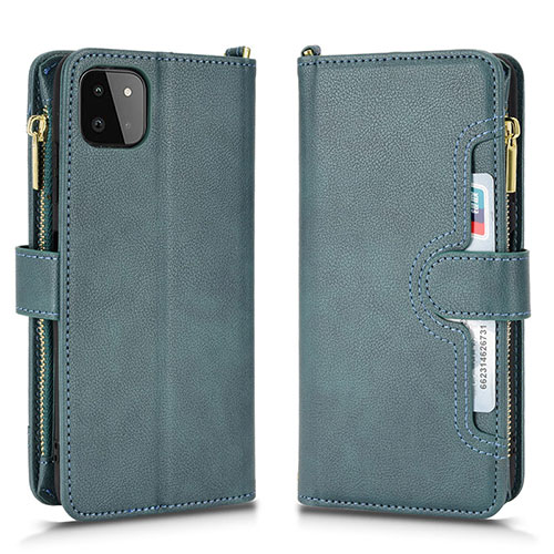 Leather Case Stands Flip Cover Holder BY2 for Samsung Galaxy A22s 5G Green