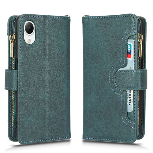 Leather Case Stands Flip Cover Holder BY2 for Samsung Galaxy A23 5G SC-56C Green