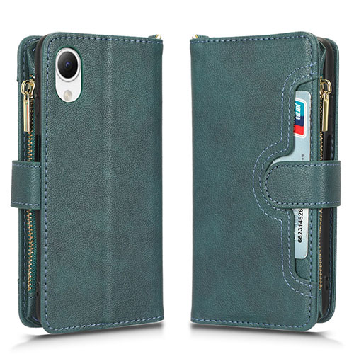 Leather Case Stands Flip Cover Holder BY2 for Samsung Galaxy A23e 5G Green