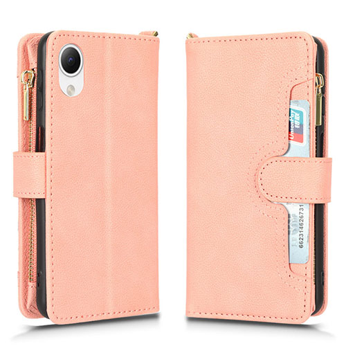 Leather Case Stands Flip Cover Holder BY2 for Samsung Galaxy A23e 5G Rose Gold