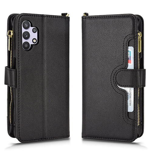 Leather Case Stands Flip Cover Holder BY2 for Samsung Galaxy A32 4G Black