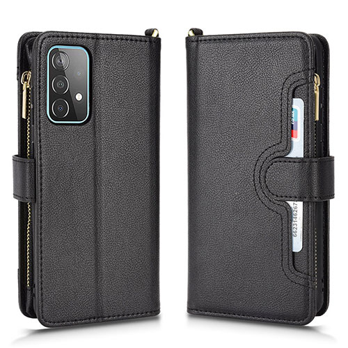 Leather Case Stands Flip Cover Holder BY2 for Samsung Galaxy A52 4G Black