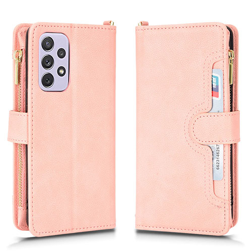 Leather Case Stands Flip Cover Holder BY2 for Samsung Galaxy A53 5G Rose Gold