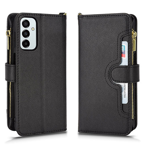 Leather Case Stands Flip Cover Holder BY2 for Samsung Galaxy F23 5G Black