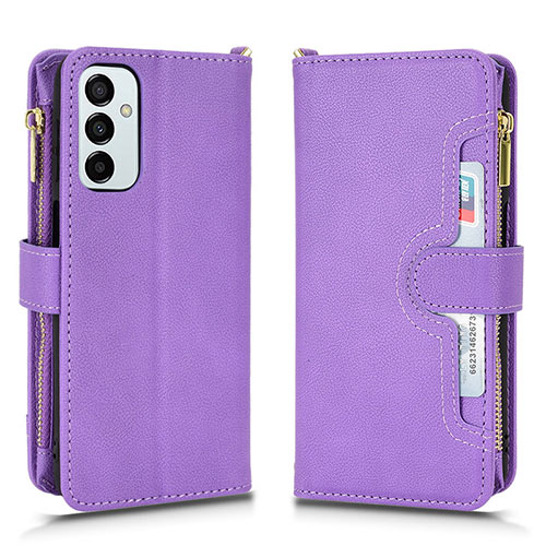 Leather Case Stands Flip Cover Holder BY2 for Samsung Galaxy F23 5G Purple