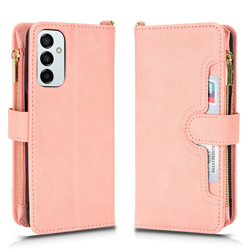 Leather Case Stands Flip Cover Holder BY2 for Samsung Galaxy F23 5G Rose Gold