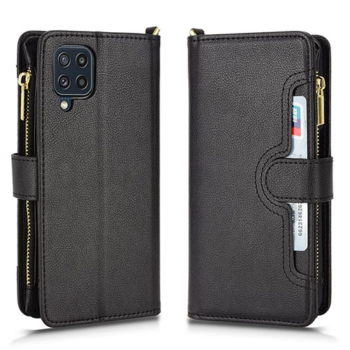 Leather Case Stands Flip Cover Holder BY2 for Samsung Galaxy M32 4G Black