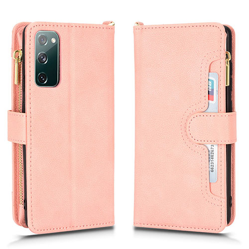 Leather Case Stands Flip Cover Holder BY2 for Samsung Galaxy S20 FE 4G Rose Gold