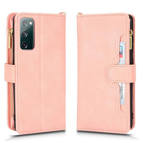 Leather Case Stands Flip Cover Holder BY2 for Samsung Galaxy S20 FE 5G Rose Gold