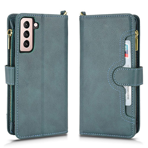 Leather Case Stands Flip Cover Holder BY2 for Samsung Galaxy S22 Plus 5G Green