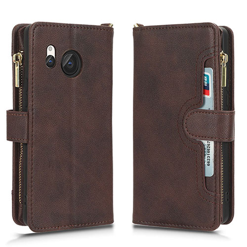 Leather Case Stands Flip Cover Holder BY2 for Sharp Aquos R8s Brown