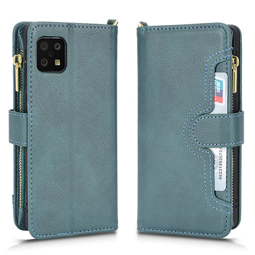 Leather Case Stands Flip Cover Holder BY2 for Sharp Aquos Sense6 Green