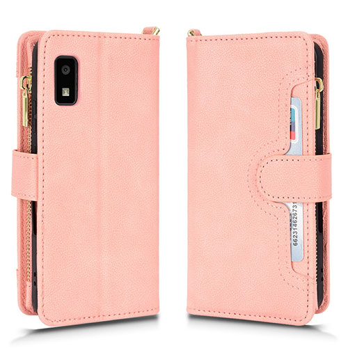 Leather Case Stands Flip Cover Holder BY2 for Sharp Aquos wish Rose Gold