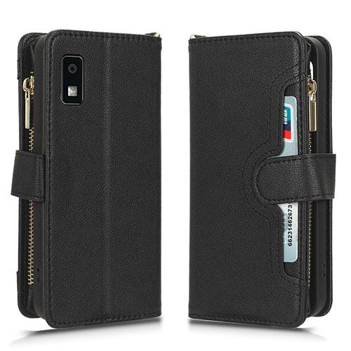 Leather Case Stands Flip Cover Holder BY2 for Sharp Aquos wish3 Black