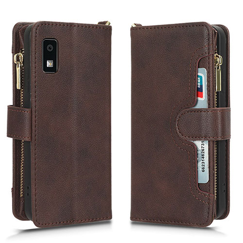 Leather Case Stands Flip Cover Holder BY2 for Sharp Aquos wish3 Brown