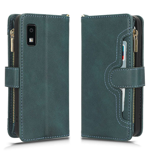 Leather Case Stands Flip Cover Holder BY2 for Sharp Aquos wish3 Green